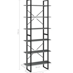 Kirjahylly 80x30x105 cm tekninen puu harmaa