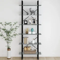 Kirjahylly 80x30x105 cm tekninen puu harmaa