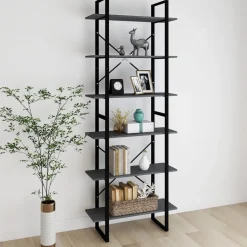 Kirjahylly 80x30x105 cm tekninen puu harmaa