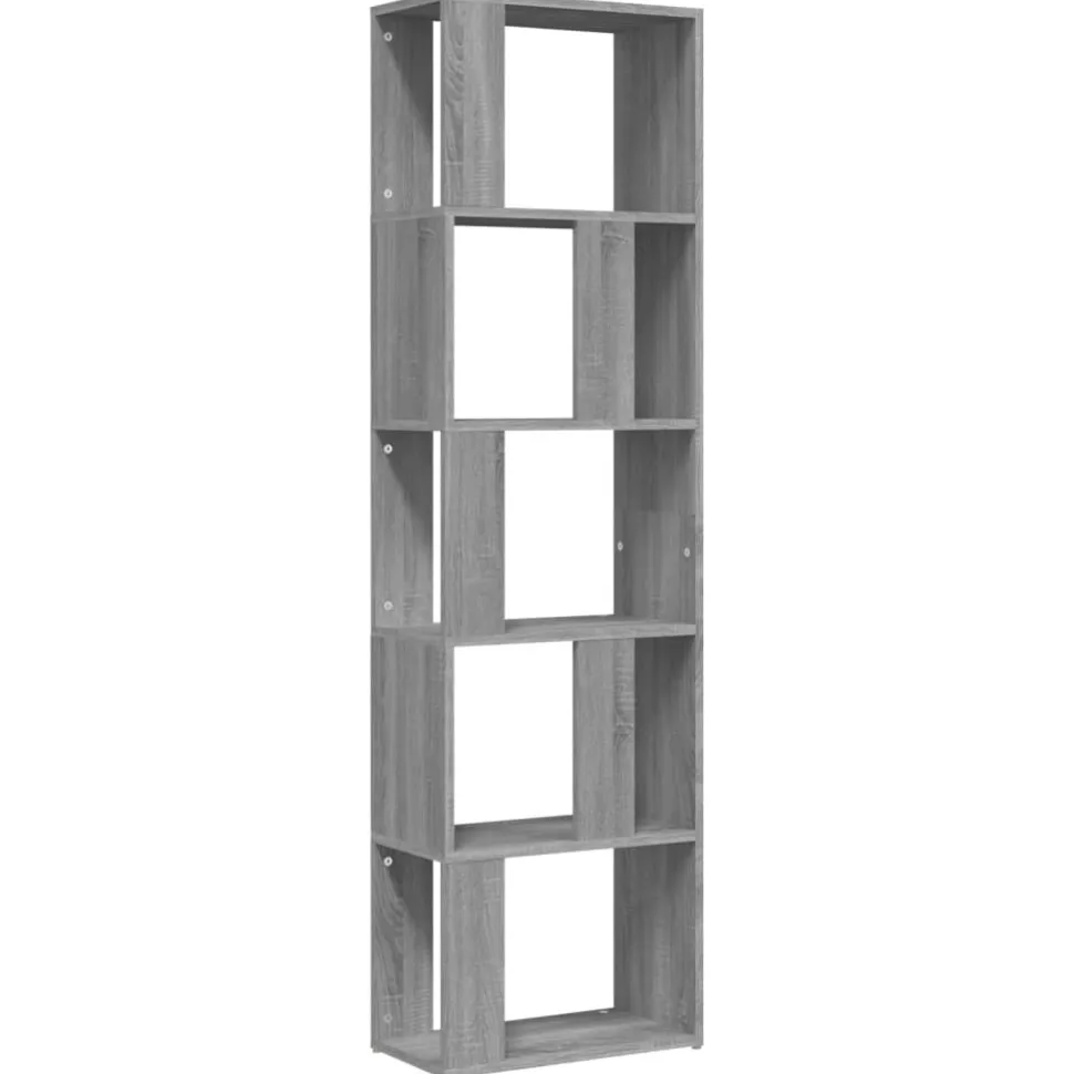 Kirjahylly 45x24x160 cm tekninen puu harmaa