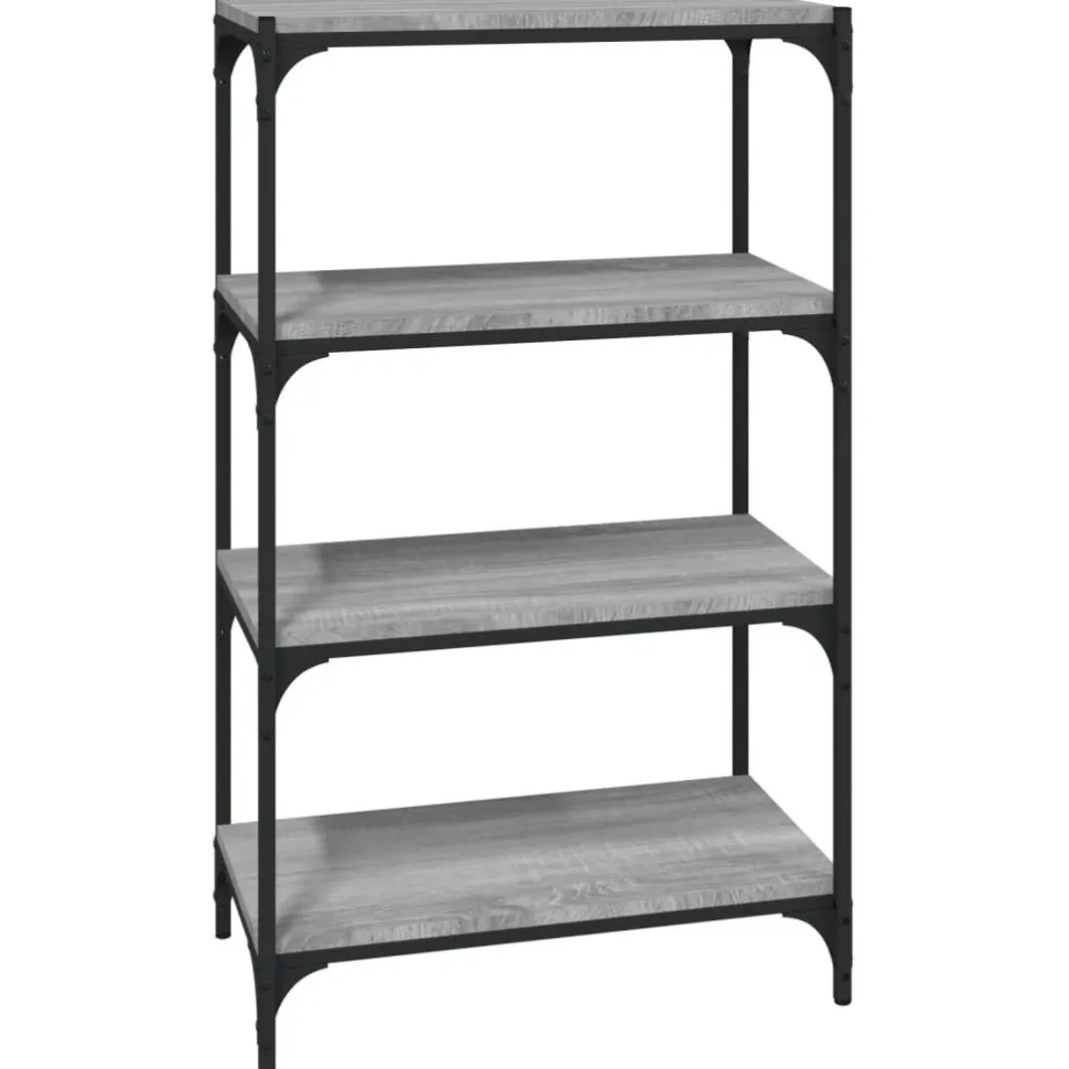 Kirjahylly 40x33x70,5 cm tekninen puu ja teräs harmaa