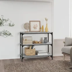 Kirjahylly 40x33x70,5 cm tekninen puu ja teräs harmaa