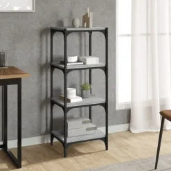 Kirjahylly 40x33x70,5 cm tekninen puu ja teräs harmaa