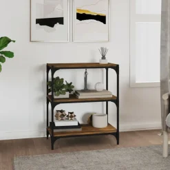 Kirjahylly 40x33x70,5 cm tekninen puu ja teräs harmaa