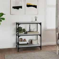 Kirjahylly 40x33x70,5 cm tekninen puu ja teräs harmaa