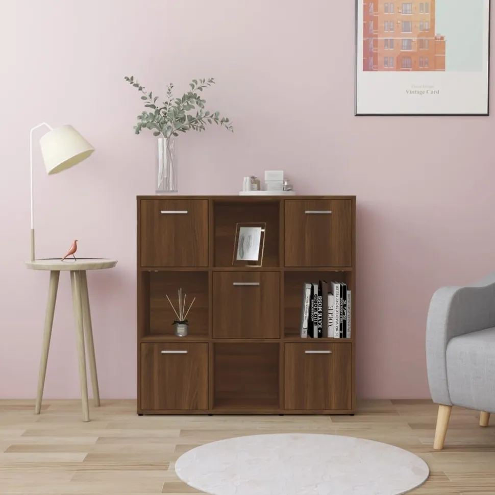 Kirjahylly 90x30x90 cm tekninen puu pähkinä
