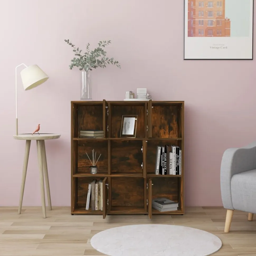 Kirjahylly 90x30x90 cm tekninen puu pähkinä