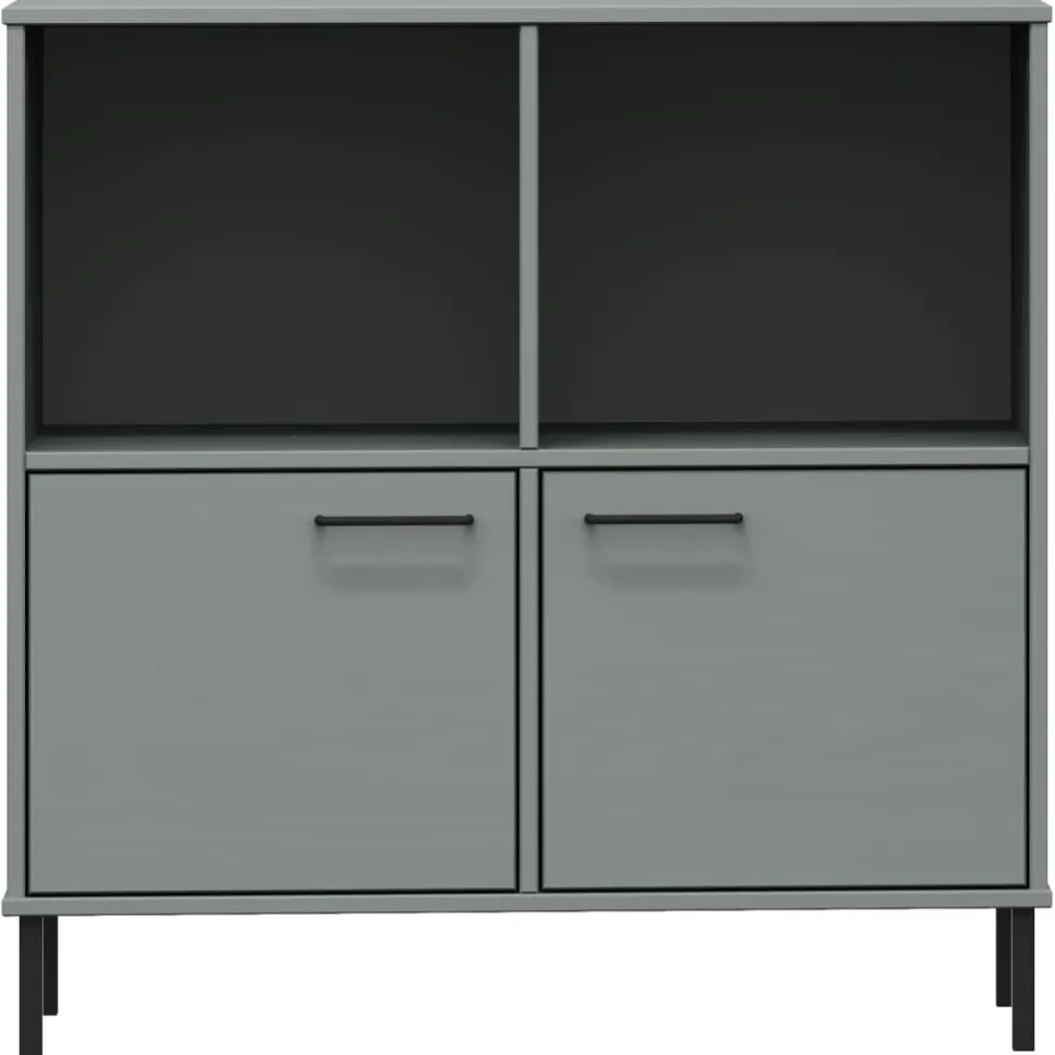 Kirjakaappi metallijaloilla 90x35x90,5 cm täyspuu Oslo ruskea