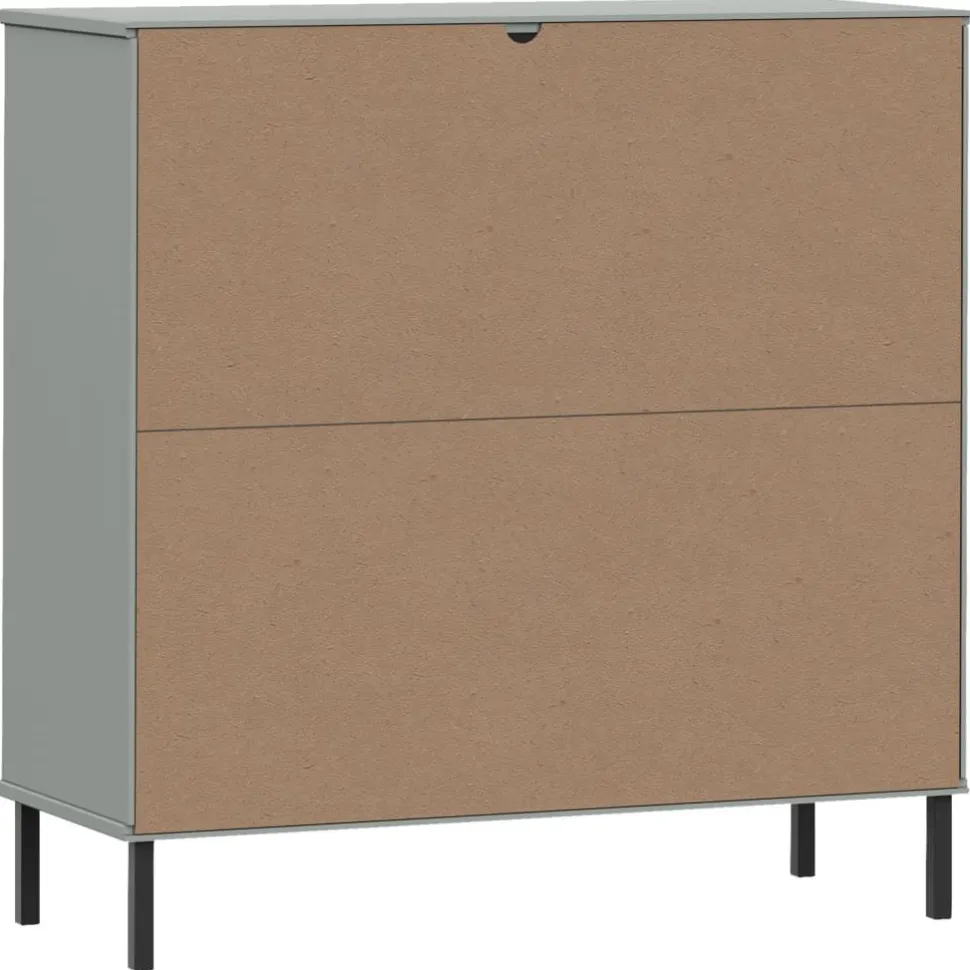 Kirjakaappi metallijaloilla 90x35x90,5 cm täyspuu Oslo ruskea