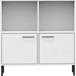 Kirjakaappi metallijaloilla 90x35x90,5 cm täyspuu Oslo ruskea