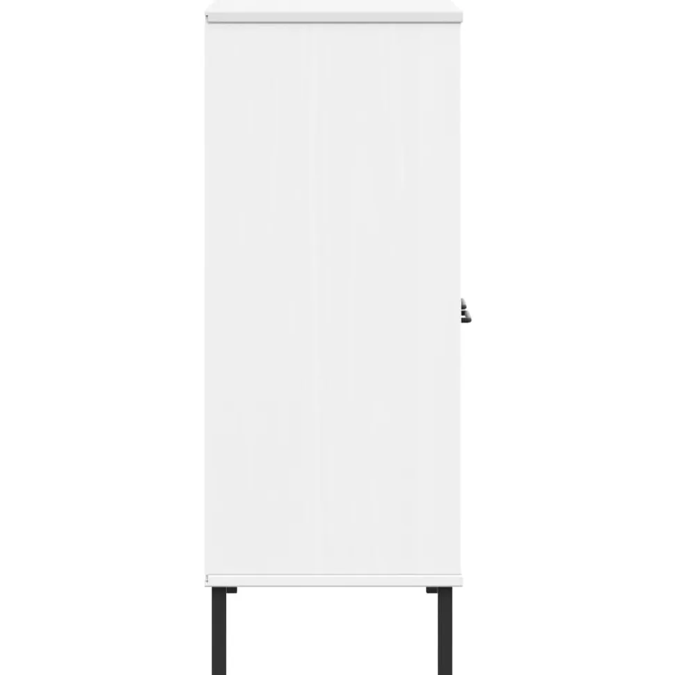 Kirjakaappi metallijaloilla 90x35x90,5 cm täyspuu Oslo ruskea