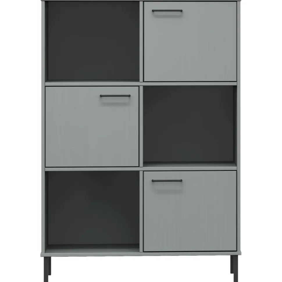 Kirjakaappi metallijaloilla 90x35x128,5 cm täyspuu Oslo ruskea