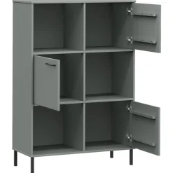 Kirjakaappi metallijaloilla 90x35x128,5 cm täyspuu Oslo ruskea