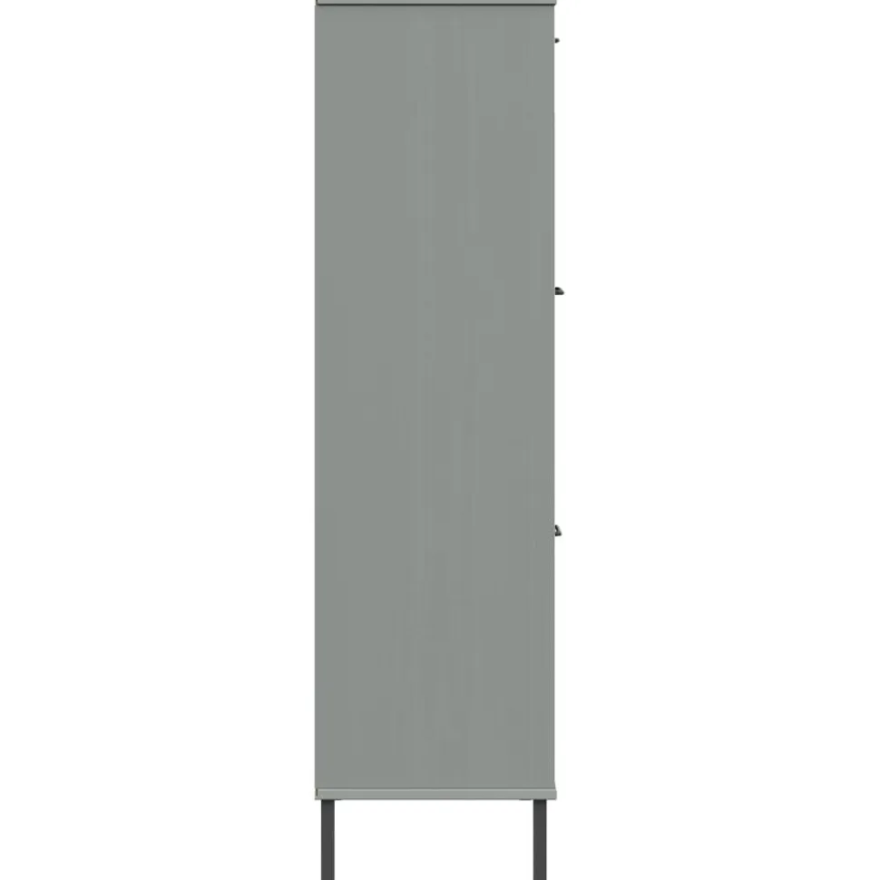 Kirjakaappi metallijaloilla 90x35x128,5 cm täyspuu Oslo ruskea
