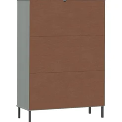 Kirjakaappi metallijaloilla 90x35x128,5 cm täyspuu Oslo ruskea