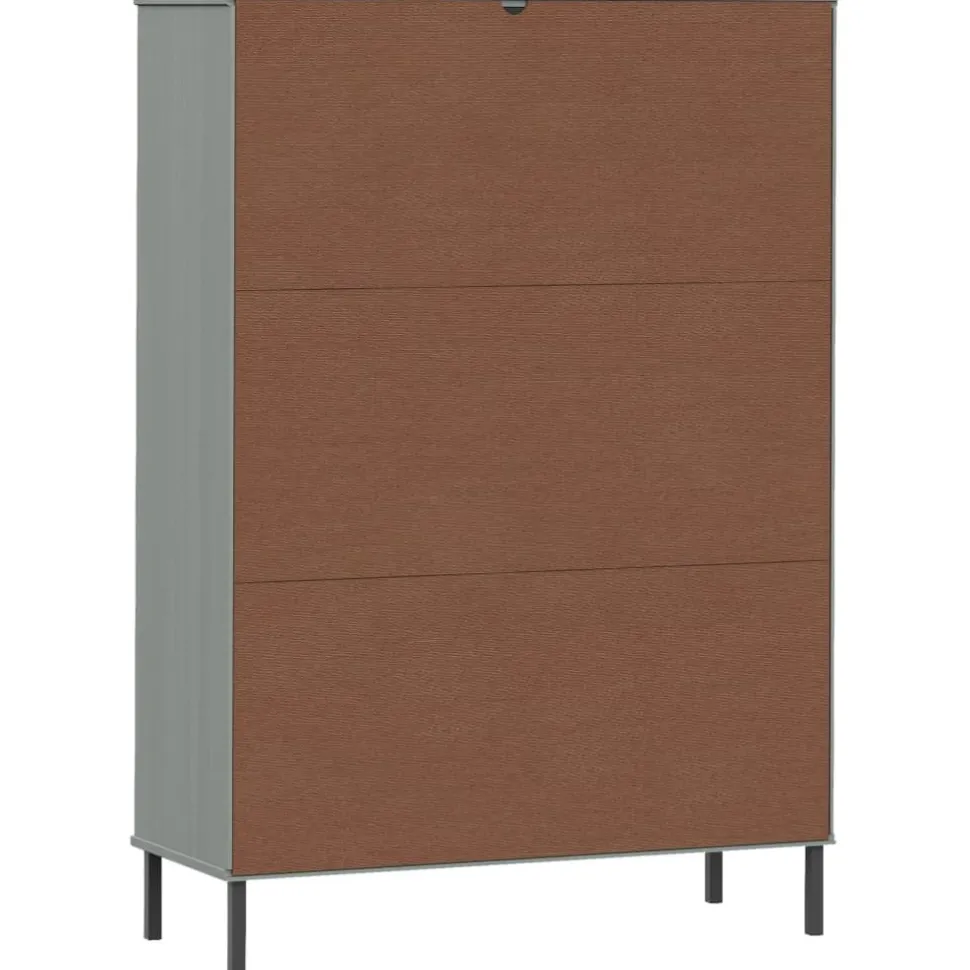 Kirjakaappi metallijaloilla 90x35x128,5 cm täyspuu Oslo ruskea