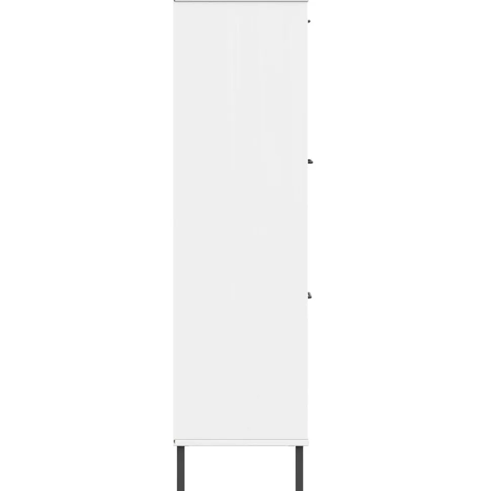 Kirjakaappi metallijaloilla 90x35x128,5 cm täyspuu Oslo ruskea
