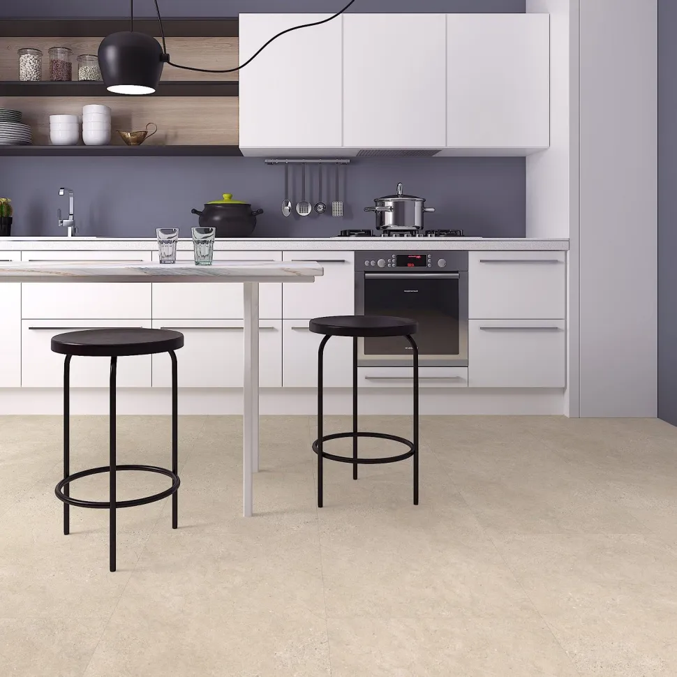 Kivikomposiittivinyylilaatta DomusFlooring Lyylikin luoto, integroitu askeläänieriste