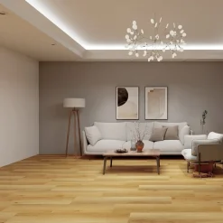 Kivikomposiittivinyylilankku DomusFlooring Mielikin metsätammi, integroitu askeläänieriste