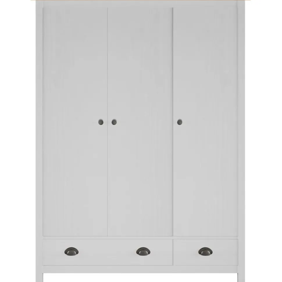 Kolmiovinen vaatekaappi hill range valk. 127cm mänty