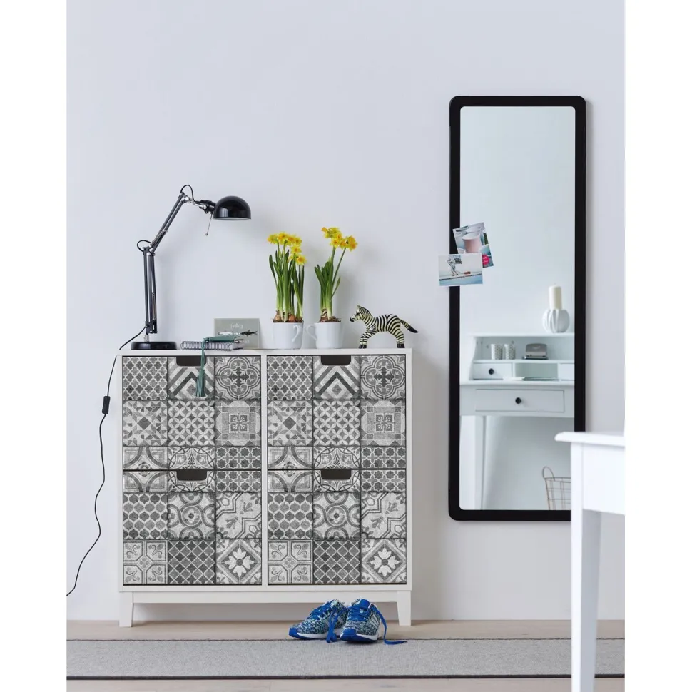 Kontaktimuovi D-C-Fix 343-1017, 0.45x1.5m, Trendyline Visbi, ornamentti, vintage, harmaa