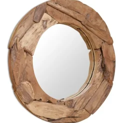 Koristeellinen peili pyöreä 80 cm tiikki