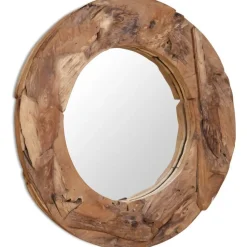 Koristeellinen peili pyöreä 80 cm tiikki