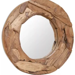 Koristeellinen peili pyöreä 60 cm tiikki