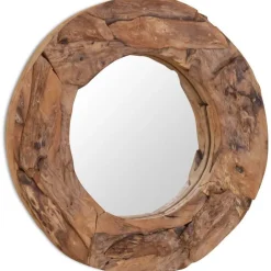 Koristeellinen peili pyöreä 60 cm tiikki