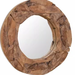 Koristeellinen peili pyöreä 60 cm tiikki