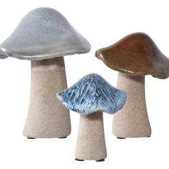 Koristesienet House Nordic Decoration Mushrooms, 3kpl, keramiikka, ruskea/sininen/vihreä