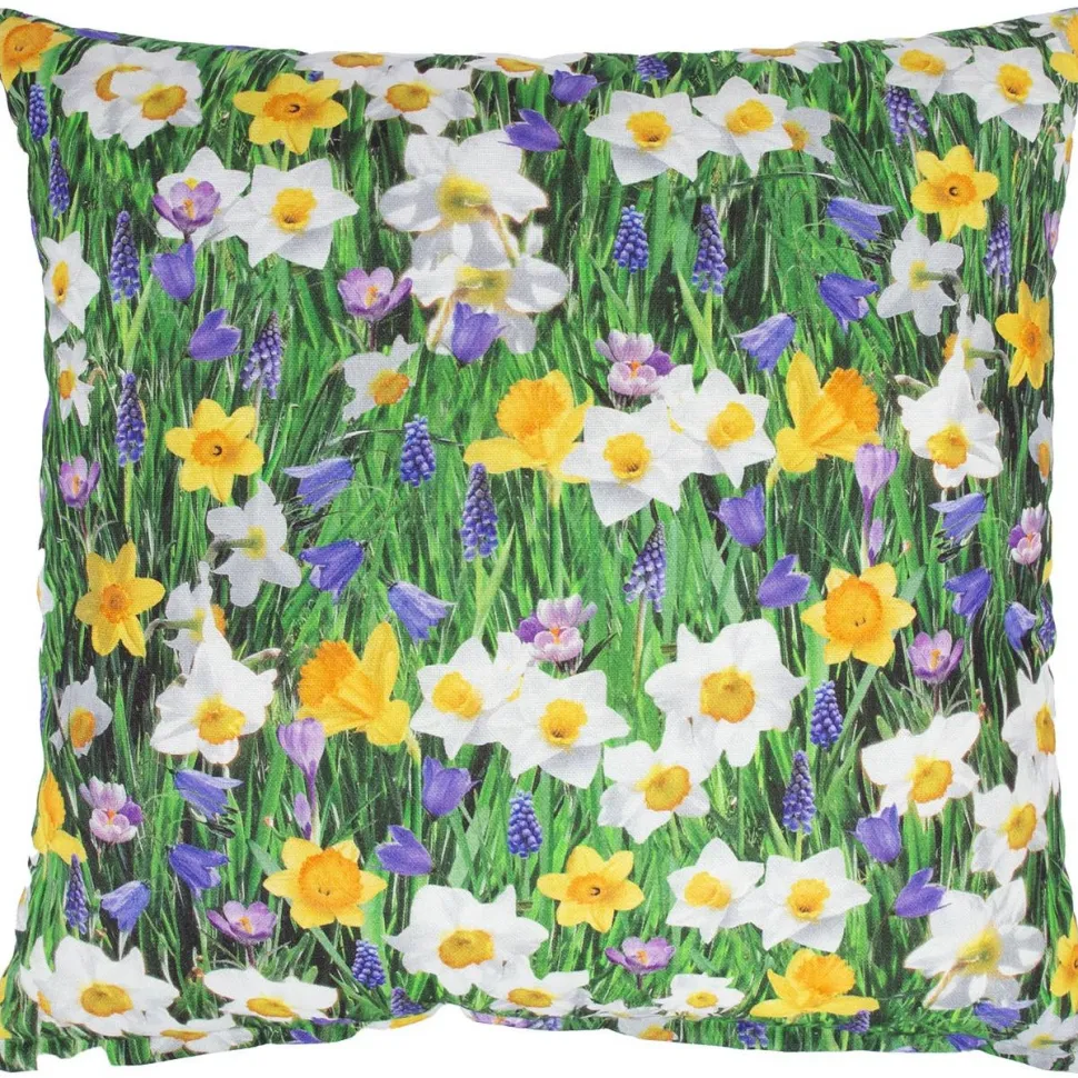 Koristetyyny Home4You HOLLY 45x45 cm, kevätkukat, vihreä