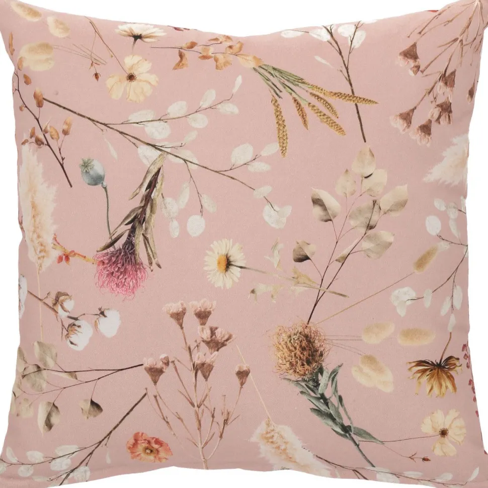 Koristetyyny Home4You HOLLY 45x45 cm, kuivatut kukat, vaaleanpunainen