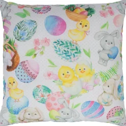 Koristetyyny Home4You LONETA 45x45 cm, kevät ja jänis, monivärinen