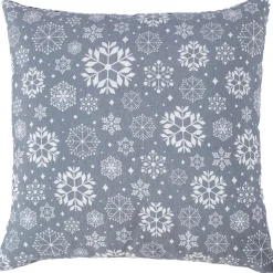 Koristetyyny Home4You WINTER FLOWERS 45x45 cm, lumihiutaleet, harmaa