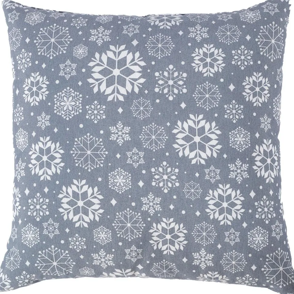 Koristetyyny Home4You WINTER FLOWERS 45x45 cm, lumihiutaleet, harmaa