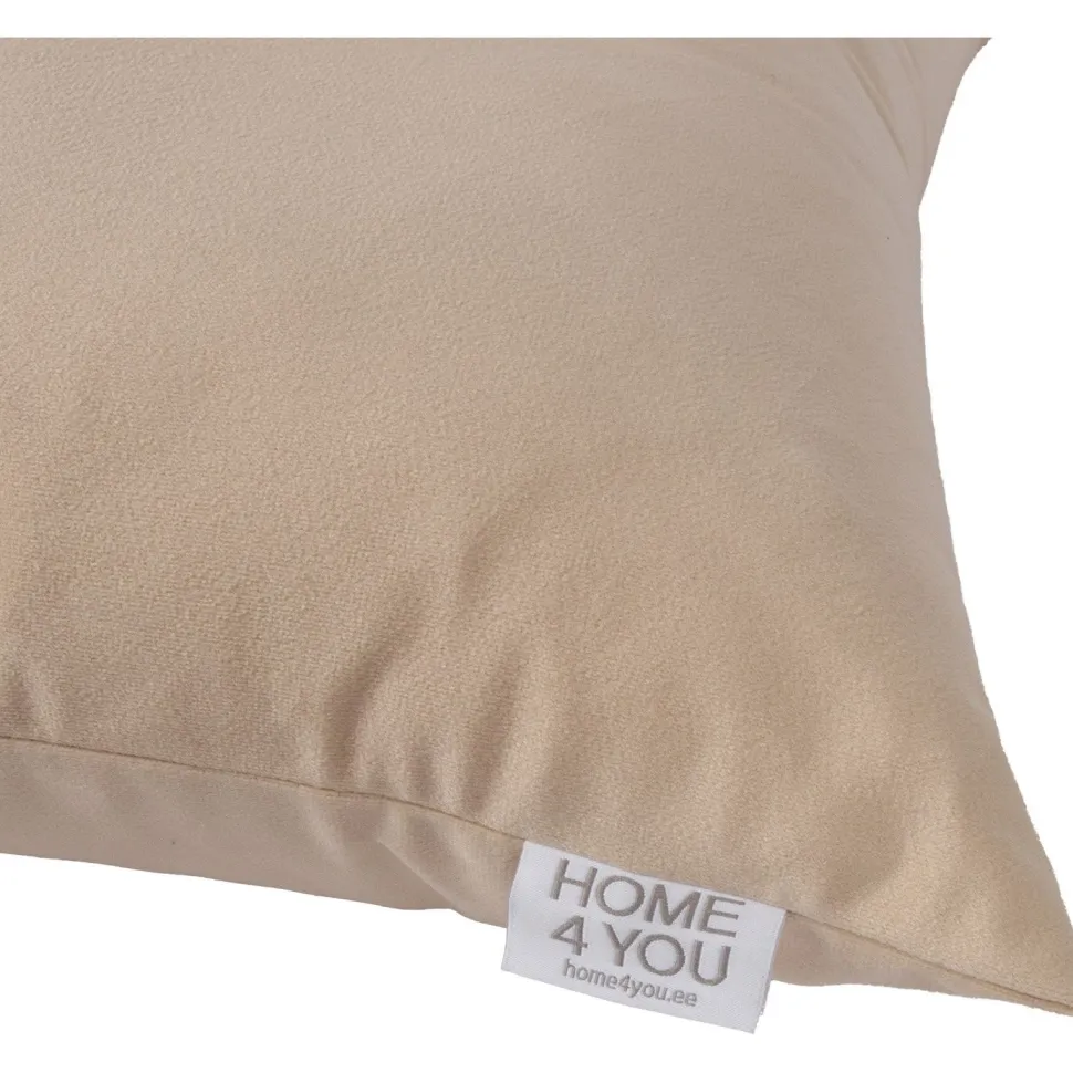 Koristetyyny sametti Home4You NEW 50x50 cm, vetoketjulla, vaaleanbeige