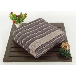 Käsipyyhe Linento Saheser 50x90 cm raita ruskea 2 kpl