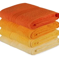 Käsipyyhe Linento 50x90 cm keltainen/oranssi 4 kpl