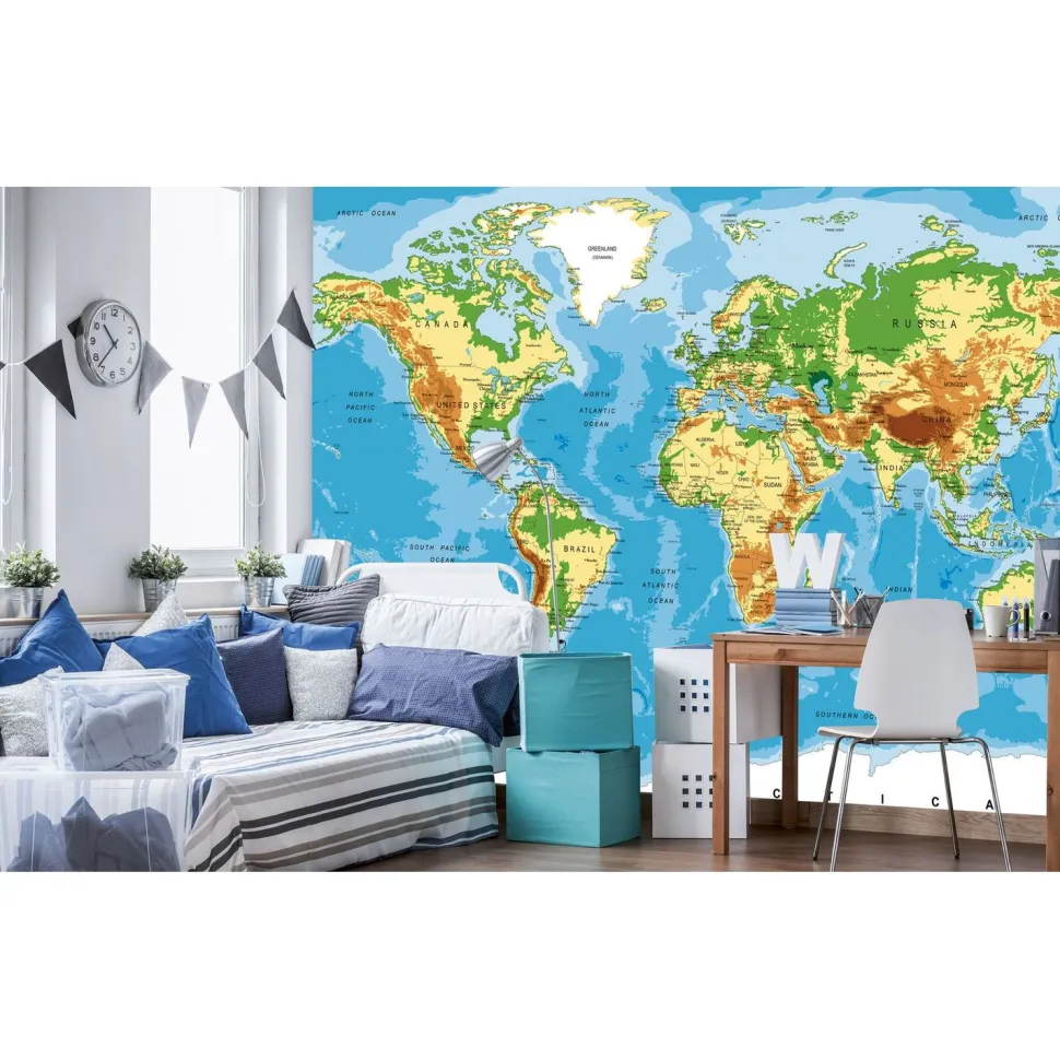 Kuvatapetti Dimex World Map, 375x250cm, monivärinen