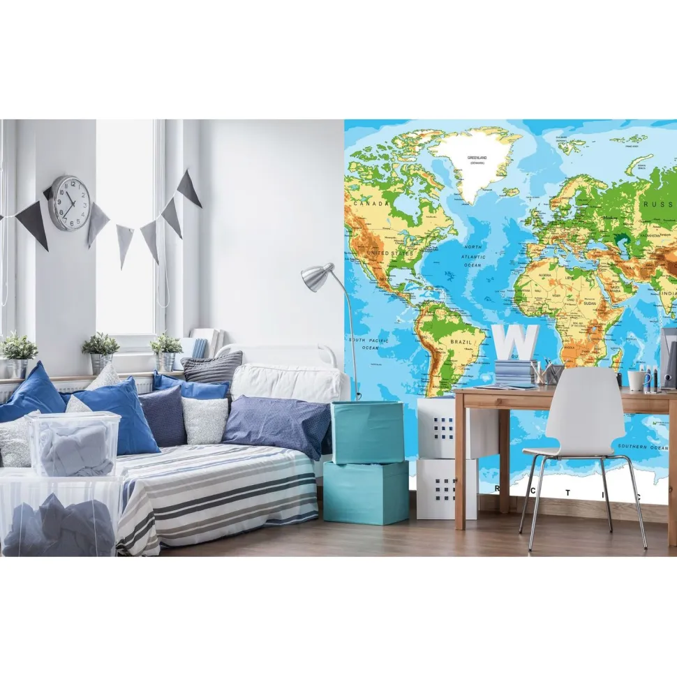 Kuvatapetti Dimex World Map, 225x250cm, monivärinen