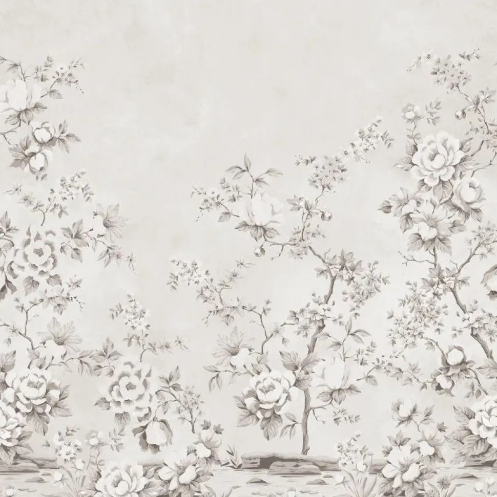 Kuvatapetti Rebel Walls Floral Chinoiserie harmaa, mittatilaus, non-woven
