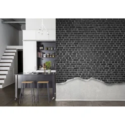 Kuvatapetti Rebel Walls Well-Worn Brick Wall Black, tiiliseinä, non-woven, mittatilaus
