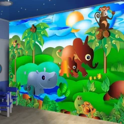 Kuvatapetti Artgeist Animal family, 70x100cm, vihreä