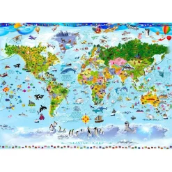 Kuvatapetti Artgeist World Map for Kids, 100x70cm, sininen