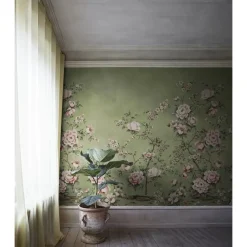 Kuvatapetti Rebel Walls Floral Chinoiserie vihreä, mittatilaus, non-woven