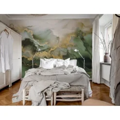 Kuvatapetti Rebel Walls Gold Stream vihreä, mittatilaus, non-woven