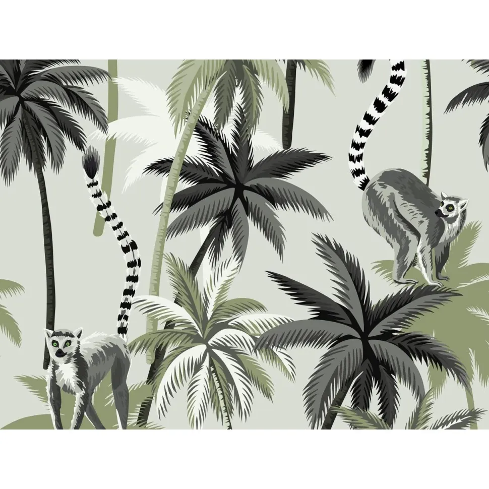 Kuvatapetti Rebel Walls Lemur Palms vihreä, mittatilaus, non-woven