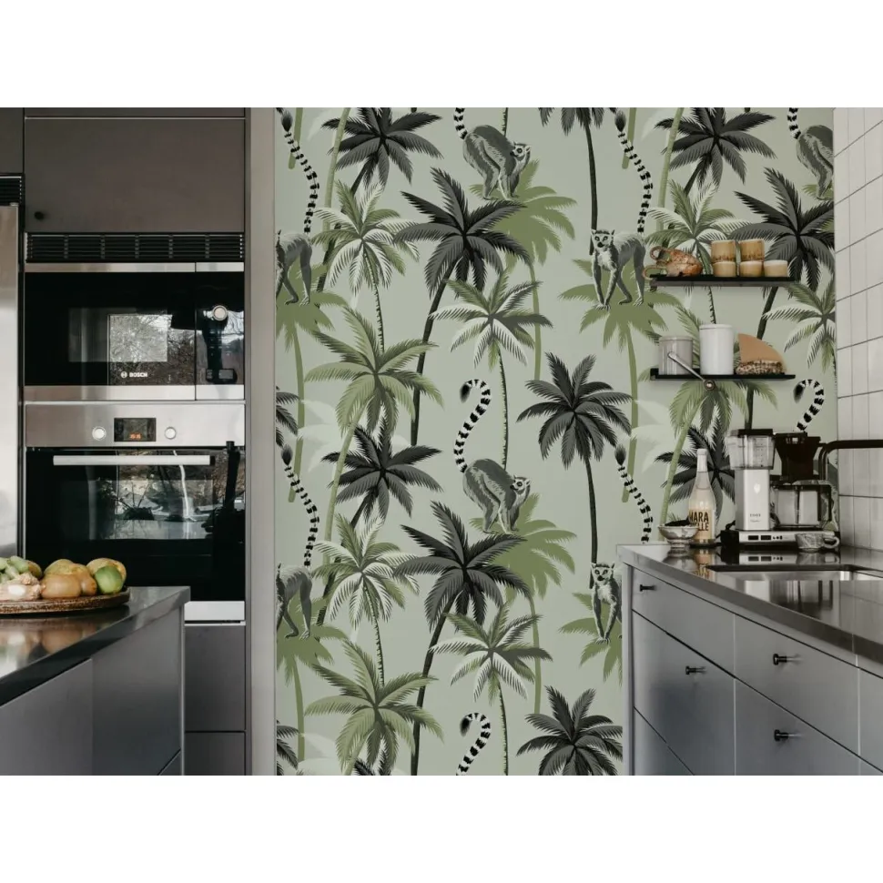 Kuvatapetti Rebel Walls Lemur Palms vihreä, mittatilaus, non-woven