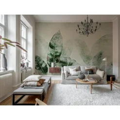 Kuvatapetti Rebel Walls Misty Leafs vihreä, mittatilaus, non-woven